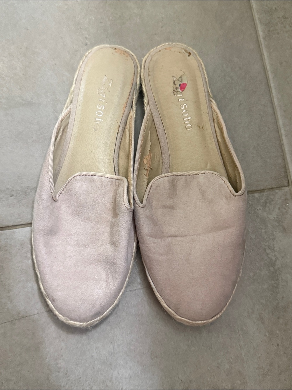 Pink suede slip on
